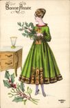 CPA Fantaisie Illustrateur Femme Bonne annee 