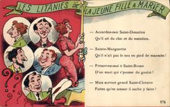 Postal Fantasia Ilustrador las letanías de la muchacha que deben casarse