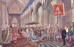 CPA Jeanne d'Arc Apres la ceremonie du sacre de Charles VII dans la cathedrale de Reims 