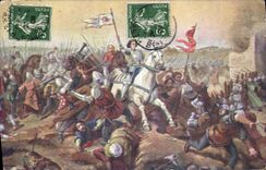 CPA Jeanne d'Arc Jeanne suivie de ses intrepides chevaliers et soldats 