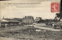 Ready Vintage Postcards Horse Horses Equestrian sports Arras Material and horses have to leave for the school Militaria bridges