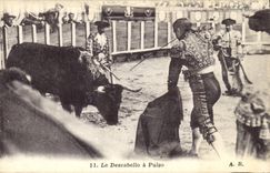 Vintage Postcard Corrida Bullfight Descabello has Pulso