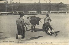 CPA Corrida Course de taureaux Matador portant l'estocade 