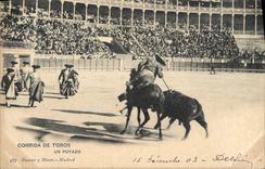 Postal Corrida Curso de toros Corrida de Toros un Puyazo