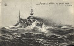 Vintage Postcard Warship Armours Fatherland by bad weather