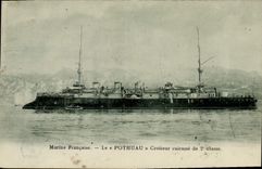 Vintage Postcard Warship Pothuau Croiseur Armours 2nd class