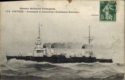 CPA Bateau de Guerre Patrie Cuirasse a tourelles Vaisseau Amiral