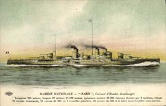 CPA Bateau de Guerre Paris Cuirasse d'escadre Dreadnought