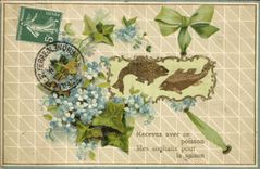 CPA Fantaisie Fleurs Poissons 