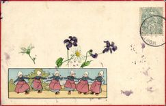 CPA Fantaisie Fleurs Enfants 