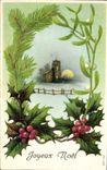 Vintage Postcard Fantasy Flowers Merry Christmas