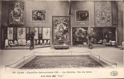 Vintage Postcard Lyon International exhibition 1914 galleries One of the rooms Tapestry