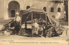 Vintage Postcard Colonial National Exposure of Marseilles 1922 Manufacturing of the carpets of Kairouan Tapestry