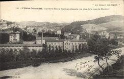 CPA L'usine Colcombet Filature de soie et rubanerie vue prise de la route de Monistrol 