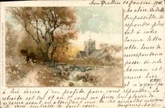 CPA Fantaisie Illustrateur Paysage 