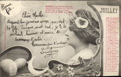 Vintage Postcard Fantasy Woman Month July