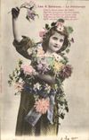 Vintage Postcard Fantasy Woman 4 seasons Spring