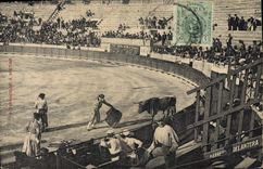 Postal Corrida Curso de toros Tirandose a matar