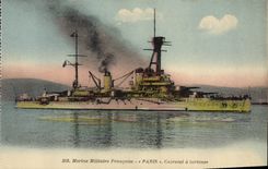 CPA Bateau de Guerre Paris Cuirasse a turbines