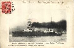 CPA Bateau de Guerre Patrie Cuirasse de 1er rang Battant pavillon du Vice Amiral en chef de la 1ere escadre