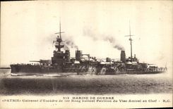 CPA Bateau de Guerre Patrie Cuirasse d'escadre de 1er rang battant Pavillon du Vice Amiral en chef