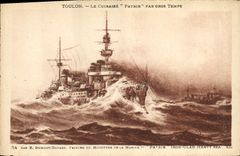 Vintage Postcard Warship Toulon armours It Patrie by heavy weather