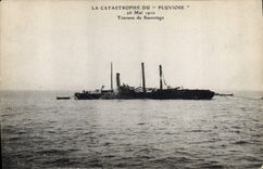 Vintage Postcard Warship the catastrophe of Pluviose May 26th, 1910 Work of rescue