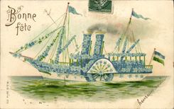 CPA Fantaisie Fleurs Bateau