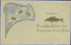 CPA Fantaisie Fleurs Poisson 1er Avril Paques