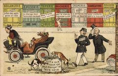Vintage Postcard Fantasy Illustrator Bakery Grocer Tripe shop butchery Automobile Dairy Police officer Horse dog