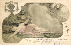 Vintage Postcard Fantasy Illustrator Woman Devil