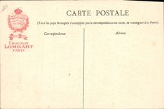 Postal la Fuente el zorro y el cuervo la lechera y el Pote a la leche Chocolate Lombart