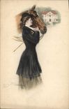 Vintage Postcard Equestrian sports Horsemanship Woman