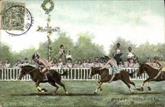 CPA Hippisme Equitation Les course Enfants Bebes L'arrivee Vignette Exposition internationale d'Electricite Marseille 1908 
