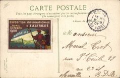 CPA Hippisme Equitation Les course Enfants Bebes L'arrivee Vignette Exposition internationale d'Electricite Marseille 1908 