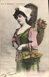 Vintage Postcard Fantasy 4 seasons the autumn Woman