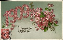 CPA Fantaisie Fleurs Annee 1909 