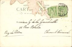 CPA Fantaisie Fleurs Annee 1899 RARE Fer a cheval Cochon Porc 