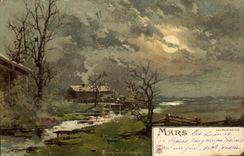 Vintage Postcard Fantasy Flowers Month Mars