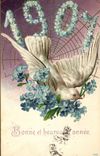Vintage Postcard Fantasy Flowers Year 1907 Dove