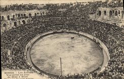 CPA Corrida Course de taureaux Nimes Les arenes Vue prise un jour de mise a mort 