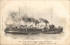Vintage Postcard Warship Pascal Croiseur 2nd class has battery