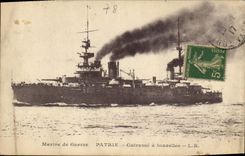 CPA Bateau de Guerre Patrie Cuirasse a tourelles 