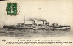 CPA Bateau de Guerre Paris Cuirasse d'escadre dreadnought 