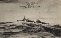 Vintage Postcard Warship Fatherland Armours French 1st rank by heavy sea