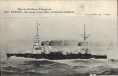CPA Bateau de Guerre Patrie Cuirasse a tourelles Vaisseau Amiral 