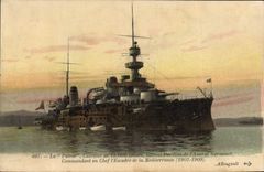 Vintage Postcard Warship the Fatherland in chief Armours leaf house of the admiral Germinet Ordering the squadron of the Mediterranean