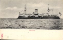Vintage Postcard Frightening Warship