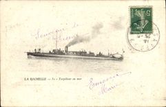 Vintage Postcard Warship La Rochelle Destroyer at sea
