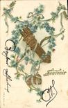 Vintage Postcard Fantaisie Flowers Arc Marks with arrows